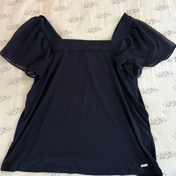 Calvin Klein Tops - Calvin Klein Navy Square-Neck Puff Sleeve Blouse